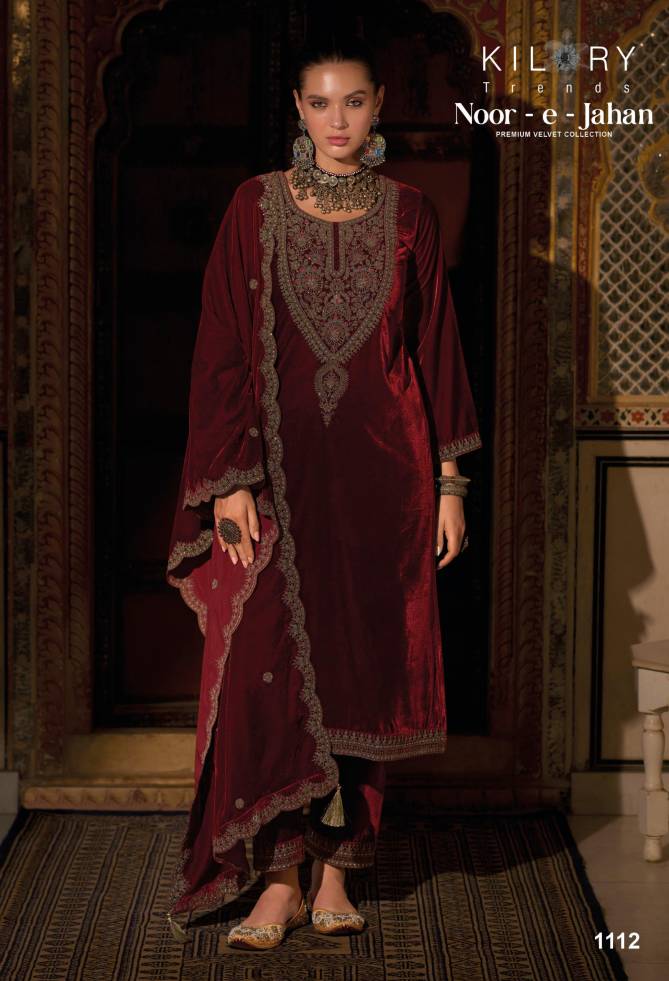 Noor E Jahan By Kilory Premium Velvet Embroidery Salwar Kameez Wholesale Shop In Surat